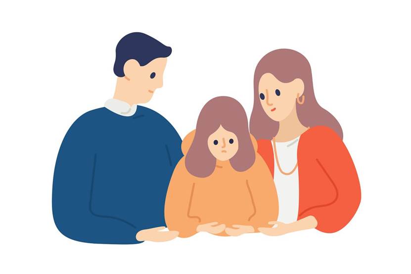 父母安抚和支持不幸的孩子